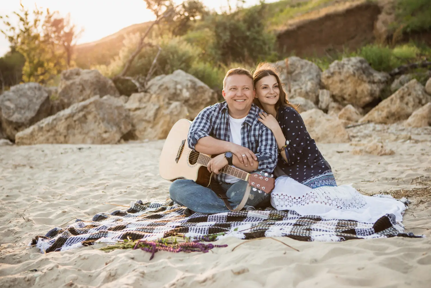 A happy couple with a soft heart has strong, fulfilling relationship