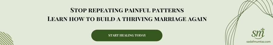 A promotional banner encouraging individuals to stop repeating painful patterns and learn how to build a thriving marriage again, with a call to action to start healing today.