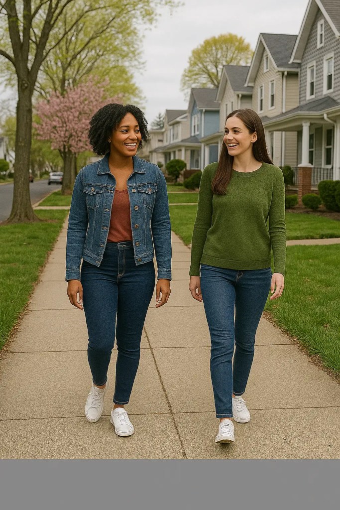 A woman receiving relationship coaching while walking in a walk and talk relationship coaching session in Parlin NJ